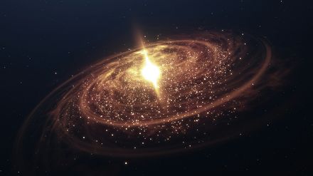 Corps célestes tournant autour d'une source lumineuse